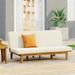 Christopher Knight Home Jill Outdoor Acacia Wood Outdoor Convertible Daybed with Cushion by Teak + Beige