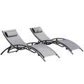 Outdoor Patio Lounge Chair Set of 2 Adjustable Chaise Grey