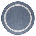 Beverly Rug Modern Bordered Indoor Outdoor Rug Outside Carpet for Patio Deck Porch Blue 7 Round Less than 0.25 inch 6 Round Round