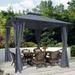 Only Choice 10 x 10 Ft. Outdoor Patio Gazebo With Curtains Steel Gazebo Double Tier Roof- Gazebos for Patios Backyard Garden and Lawn Gray