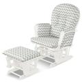 Outdoor Wood Chaise Lounge Chair Patio Recliner with Adjustable Back Grey+White