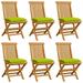 Walmeck Patio Chairs with Bright Green Cushions 6 pcs Solid Teak Wood