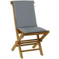 DecMode Folding Outdoor Dining Chair with Cushions - Teak Wood - Set of 2 - Brown