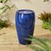 Glitzhome 21.25 Inch Tall Cobalt Blue Outdoor Ceramic Pot Fountain with Pump and LED Light