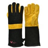 G & F Grain Leather Gloves Cotton lining BBQ Gloves 14.5 Extra Long Sleeve Size 1