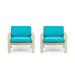 Christopher Knight Home Santa Ana Outdoor Acacia Wood Club Chairs with Cushions (Set of 2) by Brushed Light Gray Wash+Teal