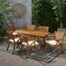 Christopher Knight Home Hermosa Acacia Wood Outdoor 7-piece Dining Set by Teak Finish+Cream