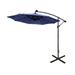 WestinTrends Albert 10 Ft Offset Patio Umbrella Solar Powered 32 LED Light Outdoor Pool Hanging Cantilever Umbrella with Infinite Tilt and Crank Lift Navy Blue