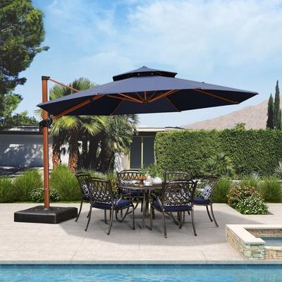 PURPLE LEAF 13 ft Wood Pattern Patio Umbrella