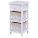 Wooden Morden Nightstand with 2 Wicker Rattan Drawers - 11.5" x 10.5" x 23.5" (L x W x H)