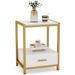 25 inch Tall Gold Nightstands with Drawers and Storage Shelf, Modern Bedside Table End Table Side Table for Bedroom, Living Room