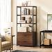 Bookcase, 4-Tier Rustic Bookshelf with 2 Drawers, Etagere Standard Book Shelves Display Shelf for Home Office