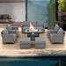 Patio 8-piece Wicker Sectional Sofa Set with Fire Pit