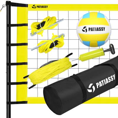 Outdoor Portable Volleyball Net Set System - Quick & Easy Setup Adjustable Height Steel Poles