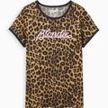 Torrid Tops | Classic Fit Tee Crew Neck Blondie Leopard Print Band Tee | Color: Black/Tan | Size: Size 2 (18-20)