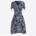 J. Crew Dresses | J.Crew Blue & White Floral Faux Wrap Dress Size 8 With Ties At Shoulder Nwot | Color: Blue/White | Size: 8