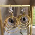 Zara Jewelry | Brand New Gold Plated Hammered Brass With Raw Stone Vintage Earring (Limited) | Color: Black/Gold | Size: Os