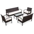 Red Barrel Studio® 5 Piece Outdoor Sofa w/ Coffee Table Poly Rattan Glass in Brown | 29.5 W x 15.7 D in | Wayfair E643AAAADC0245F2A8164C5ECD194C0E