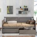 Wildon Home® Modern Minimalist Design Twin Size en Daybed w/ Two Drawers On Wheels, For Indoor Use in Gray | 39.62 H x 42.26 W x 78.26 D in | Wayfair