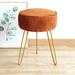 Mercer41 Heyer Vanity Stool Wood/Upholstered/Velvet in Orange/Brown | 18.5 H x 13.4 W x 13.4 D in | Wayfair 7A804DB48A804B028190DA0166A00DD8