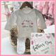 Personalised Baby Girls Our First Fathers Day Bib Vest Grow Pyjamas Pjs With Daddy & Child Name Gingham Pink Heart