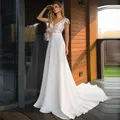 Robe De Mariée en mousseline De soie style Boho décolleté en v profond Robe élégante en dentelle