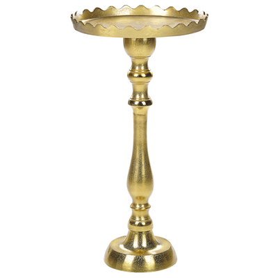 Beistelltisch Gold Aluminium Rund 35 cm Antik-Optik mit Säulenfuß Glamourös Einbeinig Wohnzimmer Ausstattung Möbel Blume