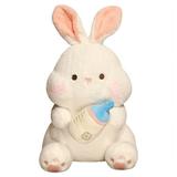 TITOUMI Cute Baby Bottle Rabbit Doll Soft and Cute Holding Baby Bottle Rabbit Children Sleep Comfort Pillow Doll Plush Toy 35cm
