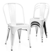 Magshion Industrial Metal Dining Chair Set of 4 Stackable Bar Stools for Home Patio Cafe Bar White