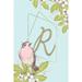 R: Personalized Initial Journal Bird Design Notebook for Women and Girls with Monogram