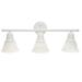 26.5 Classic 3 Light Straight Metal Bar And Frosted Marble White Bell Shape Glass Shades Decorative Wall Mounted Vanity