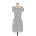 H&M Casual Dress - Mini Scoop Neck Short sleeves: White Print Dresses - Women's Size X-Small
