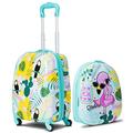 GOPLUS Children's Suitcase with Backpack, Kids Trolley, Children's Luggage with Wheels, Travel Suitcase with Telescopic Handle, Hard Case for Children, Children's Trolley, Choice of Colours, flamingo,