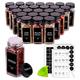 48 Spice Jars with 547 Labels- Glass Spice Jars with Black Metal Caps, 4oz Empty Spice Containers with Shaker Lids, Funnel, Chalk Pen, Churboro Square Seasoning Bottles for Spice Rack, Drawer, Cabinet