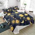 Duvet cover king size Yellow Sun Moon Soft Comfortable Washable Quilt Cover Set Bedding Duvet Covers with Zipper closure Include 1 Duvet Cover 2 Pillows