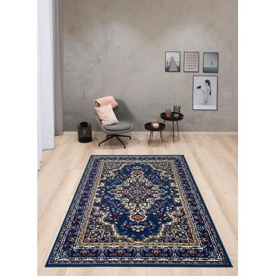Teppich MY HOME "Oriental, Made in Belgium" Gr. 7, blau (hellblau), B:240cm H:7mm L:330cm, Kunstfaser, Teppiche, Orient-Optik, mit Bordüre, Teppich, Kurzflor, Weich, Kundenliebling Image