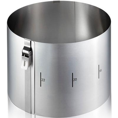 Backrahmen GEFU "TONDO CLIP", silber, B:30cm H:15cm Ø:16cm, Edelstahl, Speiseringe, Backrahmen, patentierter Sicherungsclip fixiert den Ring auf der gewünschten Größe