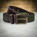 Dents Stretch Woven Belt - Olive - Medium - can be Engraved or Personalised
