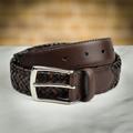 Dents Stretch Plaited Leather Belt - Brown & Navy - Large - can be Engraved or Personalised