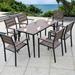 17 Stories Rectangular 6 Person Aluminum Outdoor Dining Set Wood/Plastic/Metal in Brown | 47.24 W x 27.55 D in | Wayfair