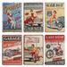 Okuna Outpost Vintage Metal Signs for Garage, Retro Wall Decor (8 x 11.8 in, 6 Pack)