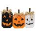 Jack O Lantern Triple Pumpkin Wood Sitter - H- 5.75 in. W- 9.00 in. L- 1.00 in.