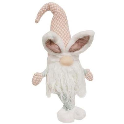 Pink Speckled Bunny Gnome with Fuzzy Feet - White - 21