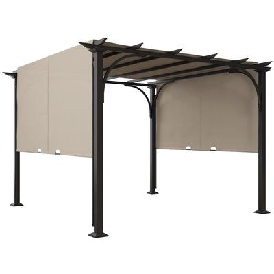 Outsunny 10' x 10' Outdoor Pergola Patio Gazebo Retractable Canopy Sun Shelter with Steel Frame