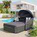 79.9" Outdoor Sunbed with Adjustable Canopy,Double lounge,Rattan Daybed