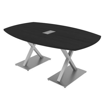 4X6 Arc Boat Conference Table with X Base Data And Electric Unit