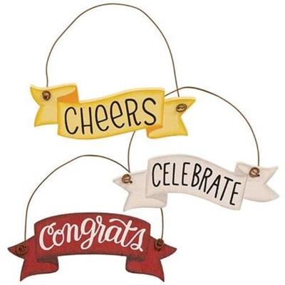 Celebrate Bottle Tag 3 Assorted - 1” high by 4” wide