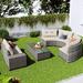 8-pieces Outdoor Wicker Round Sofa Set,Half-Moon Sectional Sets All Weather