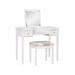 36" White Solid Vanity Set with Mirror and Upholstered Stool