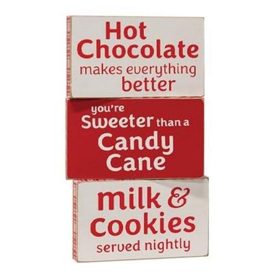 Hot Chocolate Block 3 Assorted - 3” high by 5” wide by .75” deep